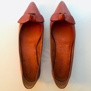 Madewell leather flats with bow 7.5